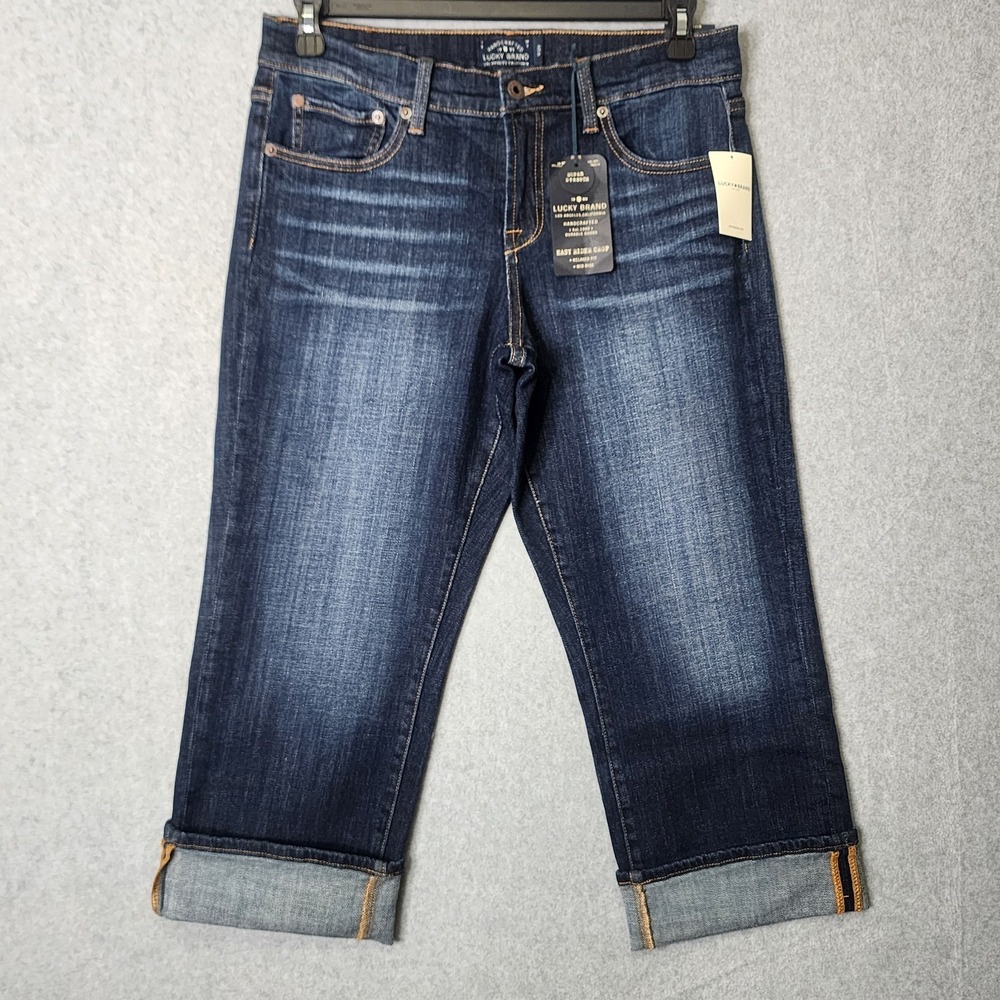 Lucky Brand Jeans Womens 8/29 Blue Denim Dark Wash Easy Rider Crop 33x26 Casual